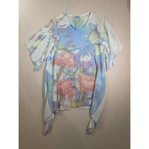Pretty Woman Made‎ In USA Butterfly Jeweled Blouse Fancy Cut